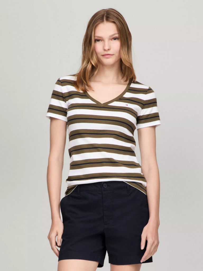 Tommy Hilfiger Stripe V-Neck Favorite T-Shirt