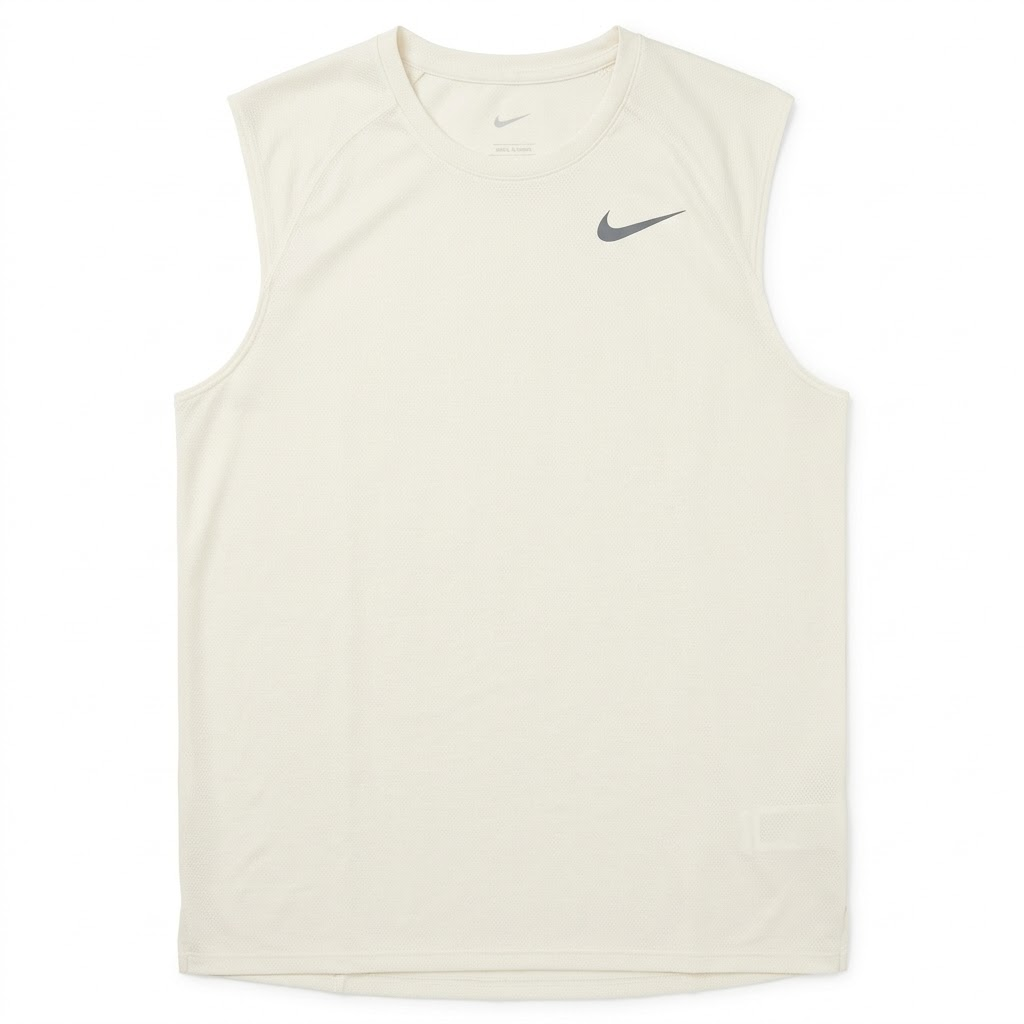 Camiseta Musculosa Deportiva Nike Dri-FIT – Blanco Hueso / Beige Claro
