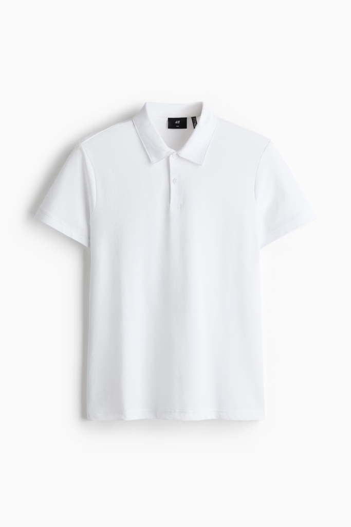 Camiseta Tipo Polo Clásica H&M – Blanco / Pure White