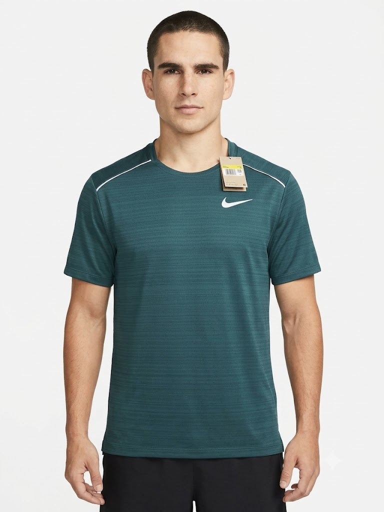 Nombre del Producto Camiseta Deportiva Nike Dri-FIT Performance – Verde Esmeralda / Teal Jaspeado