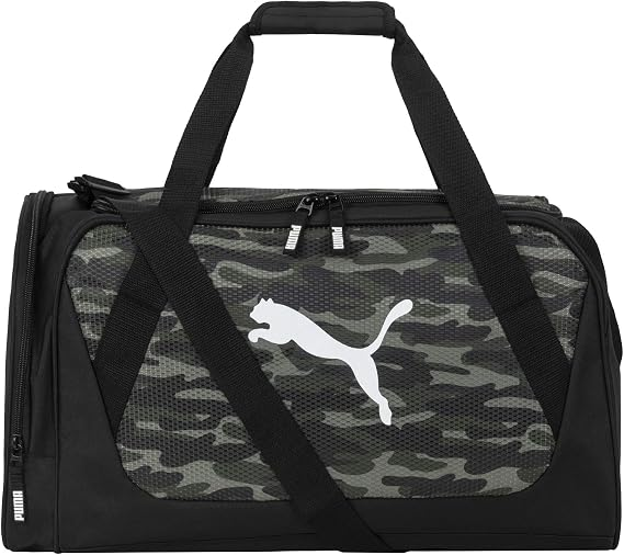 Maletín Deportivo / Duffle Bag Puma Fundamentals Camo – Negro / Camuflaje Verde