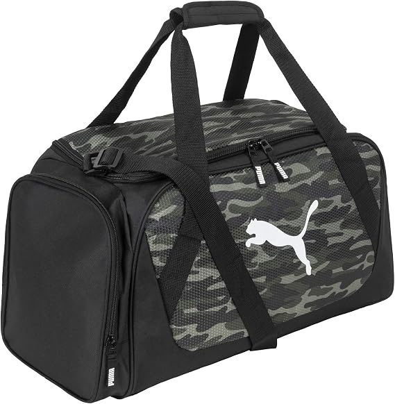 Maletín Deportivo / Duffle Bag Puma Fundamentals Camo – Negro / Camuflaje Verde - Imagen 2