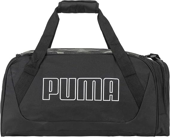 Maletín Deportivo / Duffle Bag Puma Fundamentals Camo – Negro / Camuflaje Verde - Imagen 3