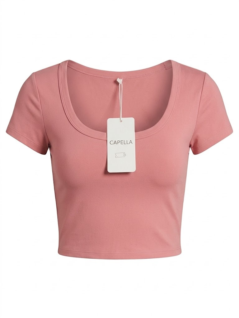 Blusa / Top Deportivo Manga Corta Capella "Scoop Crop" – Palo de Rosa